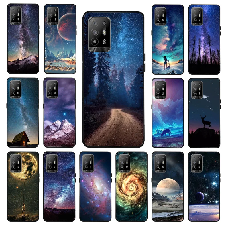 

Star Space Moon Night Phone Case for OPPO A54 A74 A94 A53S A9 A5 A15 A16 A91 A96 A76 Reno8 8Pro Reno2 Z