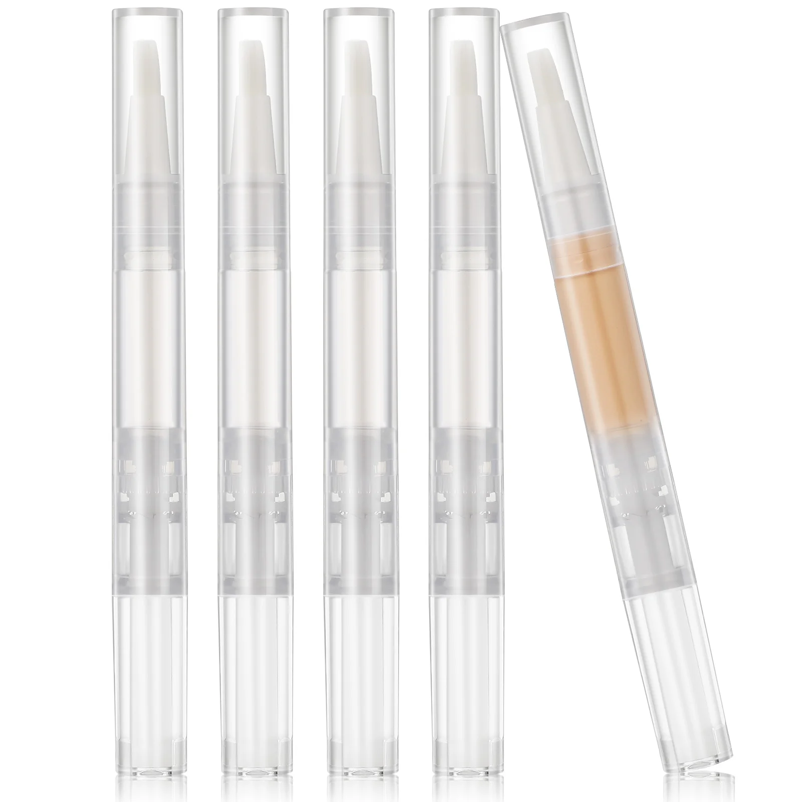 

5 Refillable Empty Small Dispenser Tubes Lip Gloss Containers Applicators Nail Oil Pens with Brush Tip