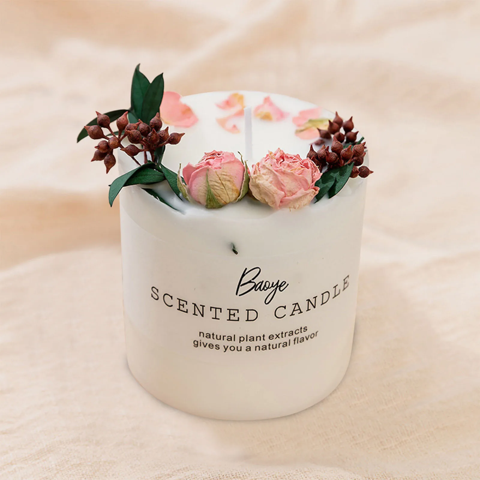 With Dried Flowers Scent Handmade Scented Pure Oil Fireplace Candle Holders For Pillar