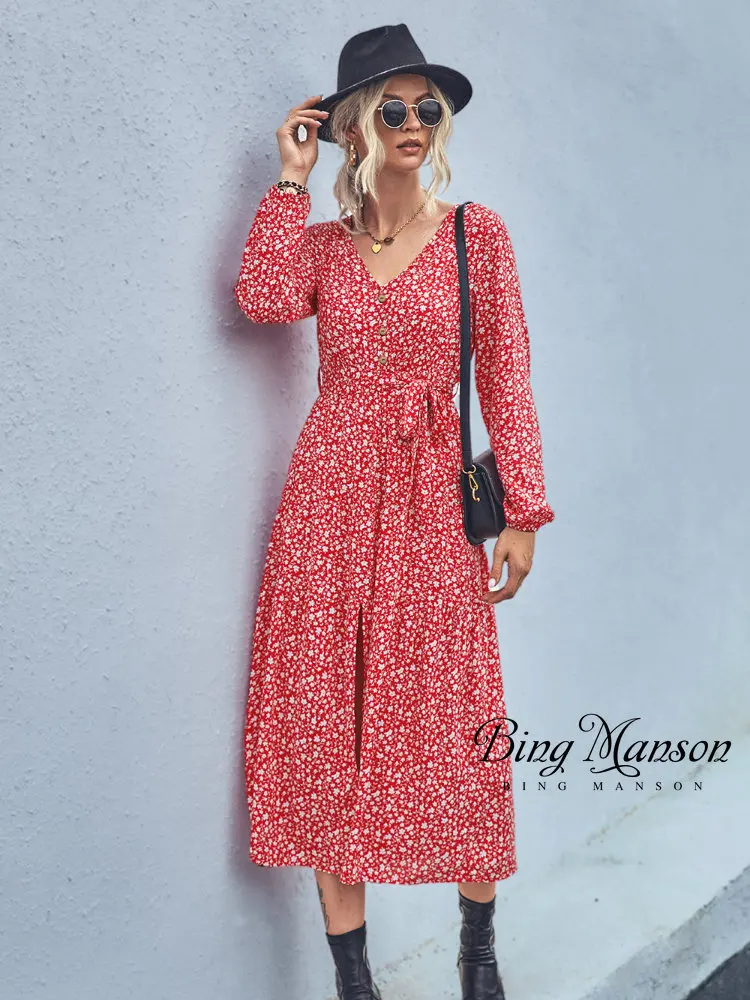 Vestidos Vintage Vintage Print Puff Sleeve Summer Beach Sweet Dresses Casual Square Collar Floral Maxi Long Dress 2022 Festa