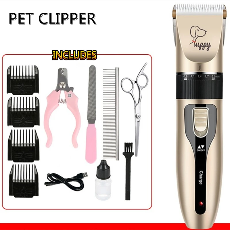 

Professional Pet Clippers USB Rechargeable Electric Dog Cats Grooming Kit Trimmer Animals Hair Cutting Set Machine Clipper Tool