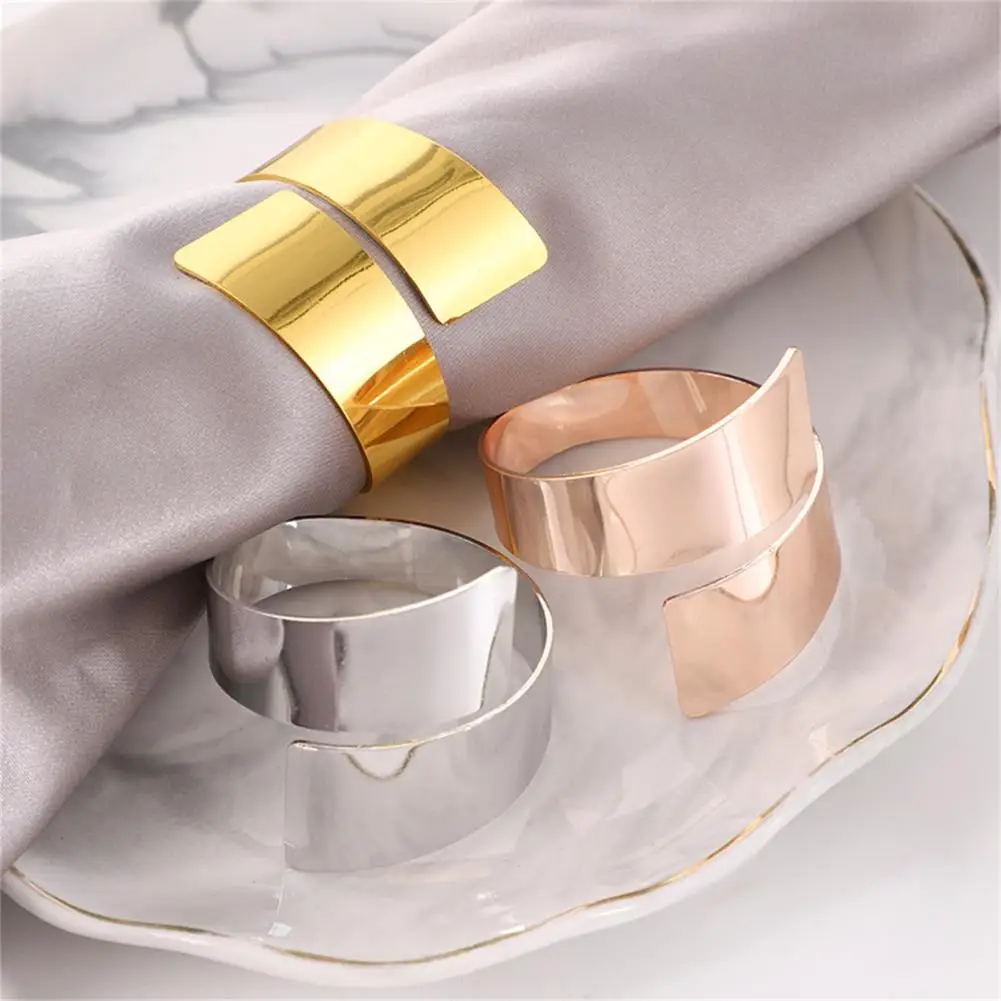 

80%HOTNapkin Ring Fine Workmanship Durable Polished Modern Style Simple Decorative Metal Holiday Party Dining Table Serviette Ri