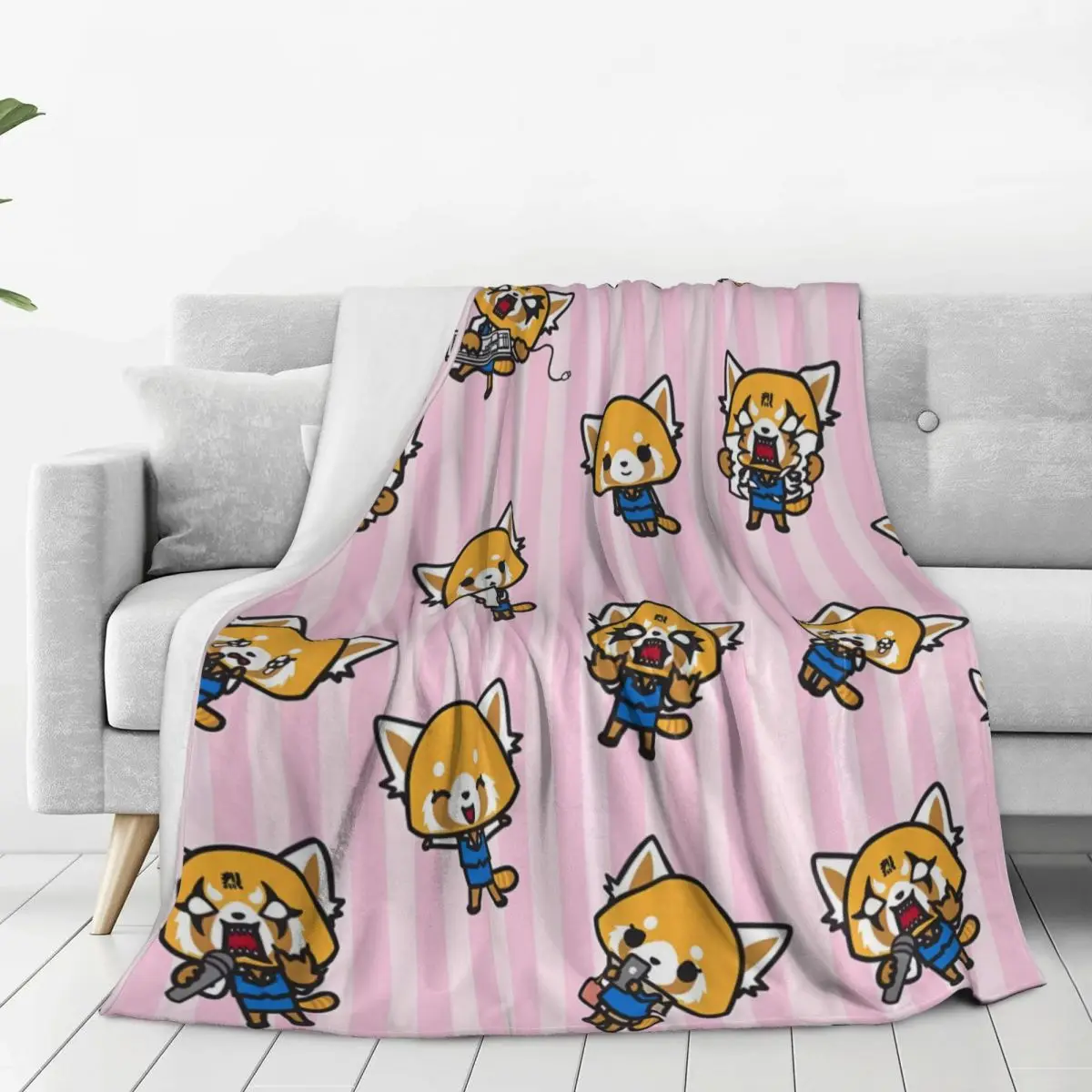Фланелевое одеяло Aggretsuko Collages супер теплое для домашнего декора новинка кемпинга