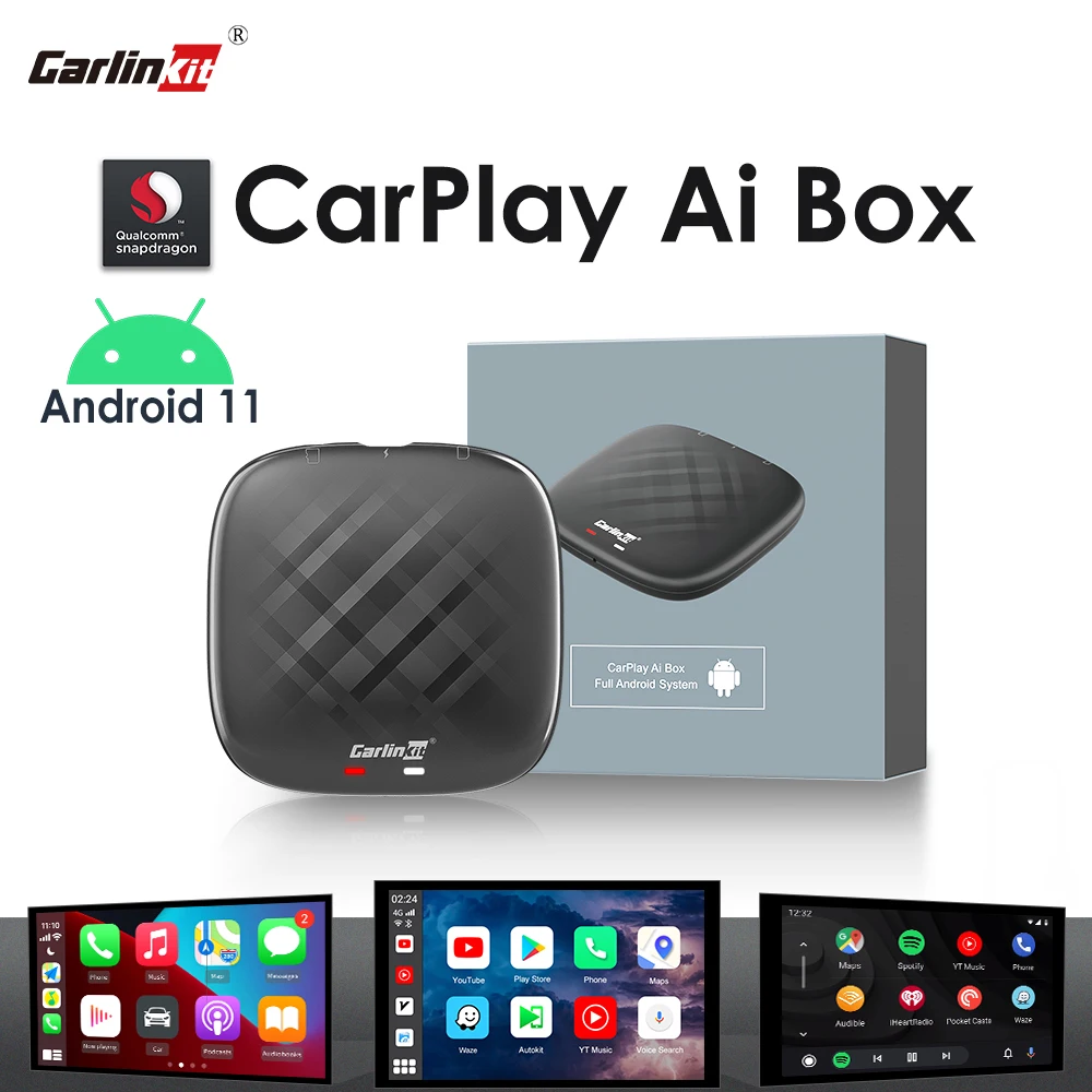 CarlinKit CarPlay Ai Box Android 11 Snapdragon Wireless Car Play Android Auto Adapter 4G LTE SIM Wifi Connect Streaming Box TV