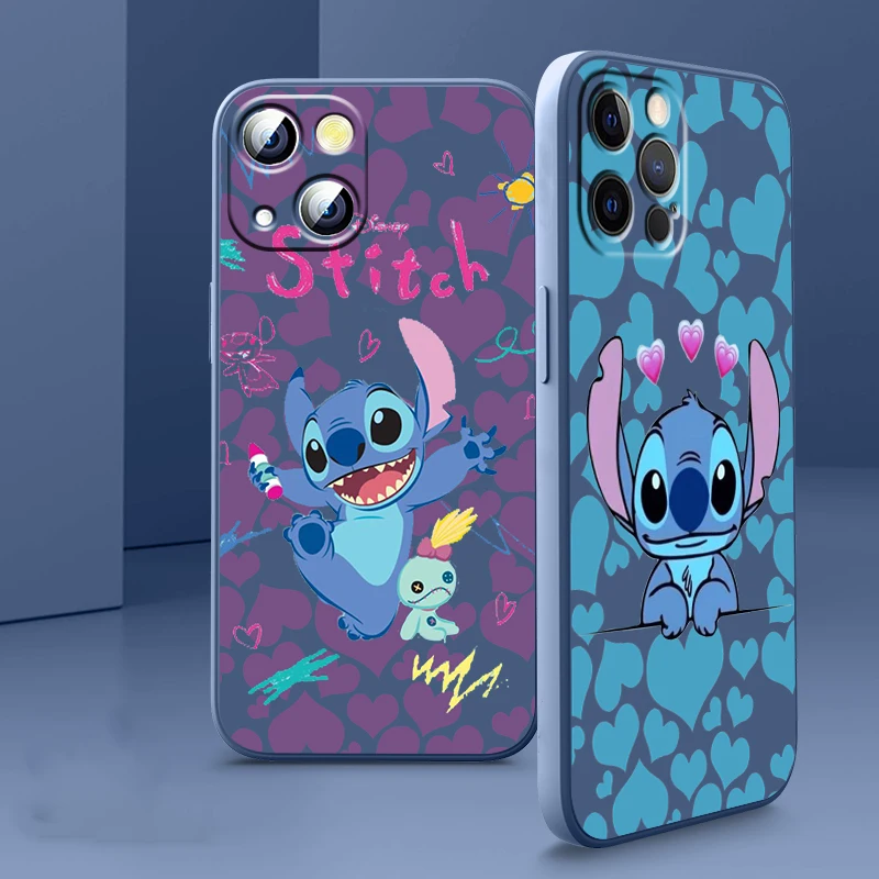 

Liquid Rope Cover Disney Stitch Love Cartoon Phone Case For Apple iPhone 14 13 12 Mini 11 XS Pro Max X XR 8 7 SE 2020 Armour