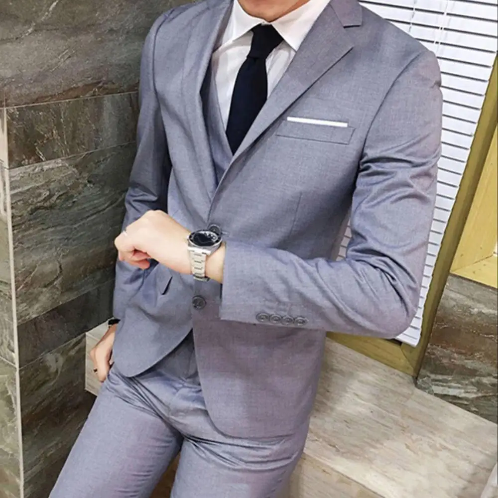 

Three-piece Men's business dress professional West decoration body groomsmen groom wedding dress Suit Vest Blazer Pants Set