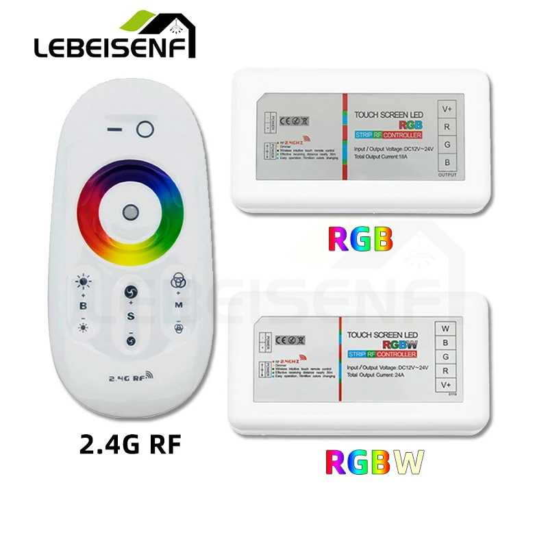 

RF RGB RGBW Controller DC 12V 24V 6A/CH 3CH 4CH Dimmer with 2.4G Wireless Remote Control for 5050 2835 LED COB Strip Lights Lamp