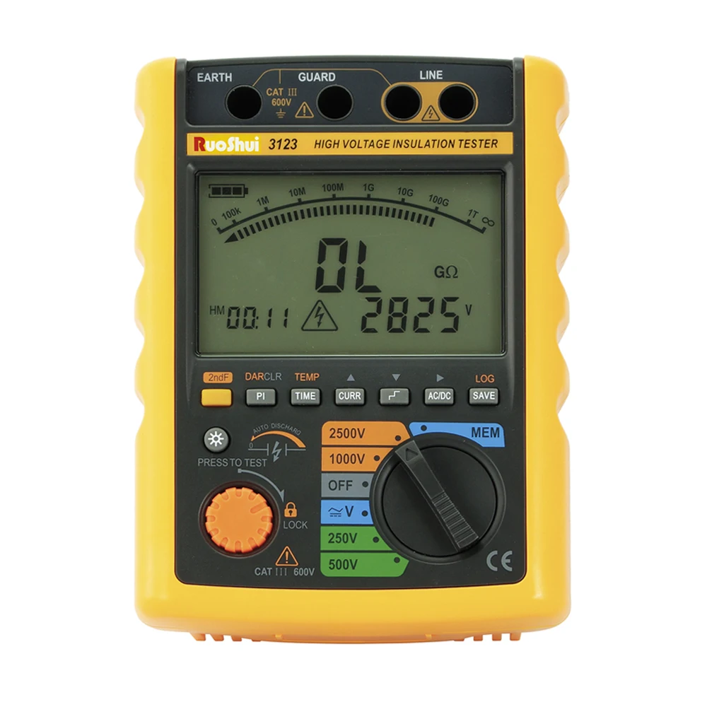 

3123 RuoShui 2500V тестер изоляции 99,9G ohm с USB-интерфейсом