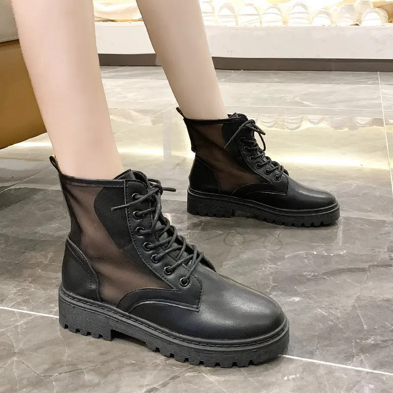 

Women Ankle Boots 2021 Winter Newest Chunky Heels Boots Female Night Club Botas Round Toe Platform Boots