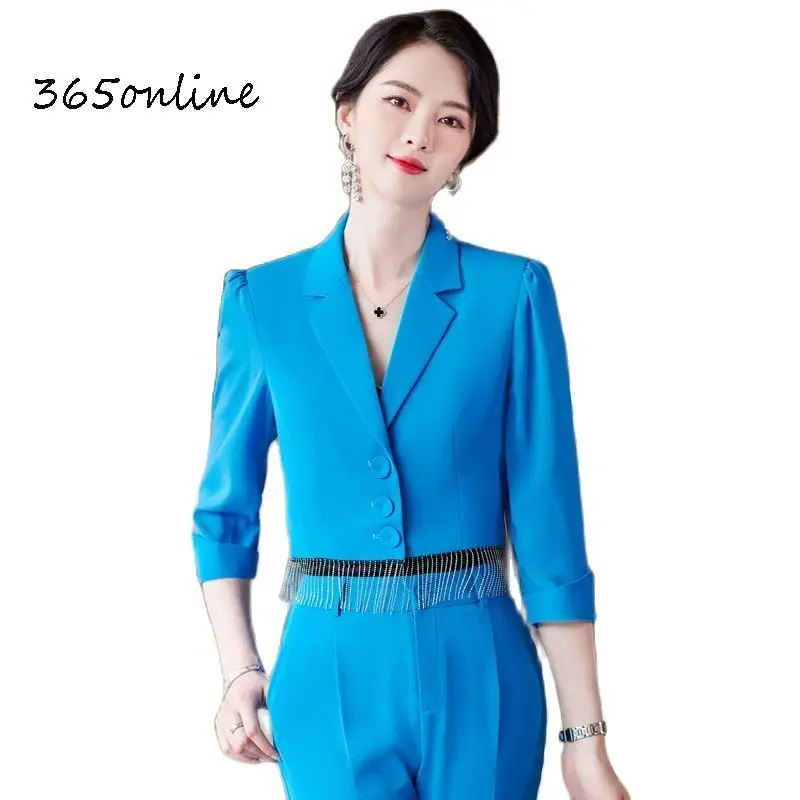 Женские деловые костюмы комплект из 2 предметов с брюками и жакетом