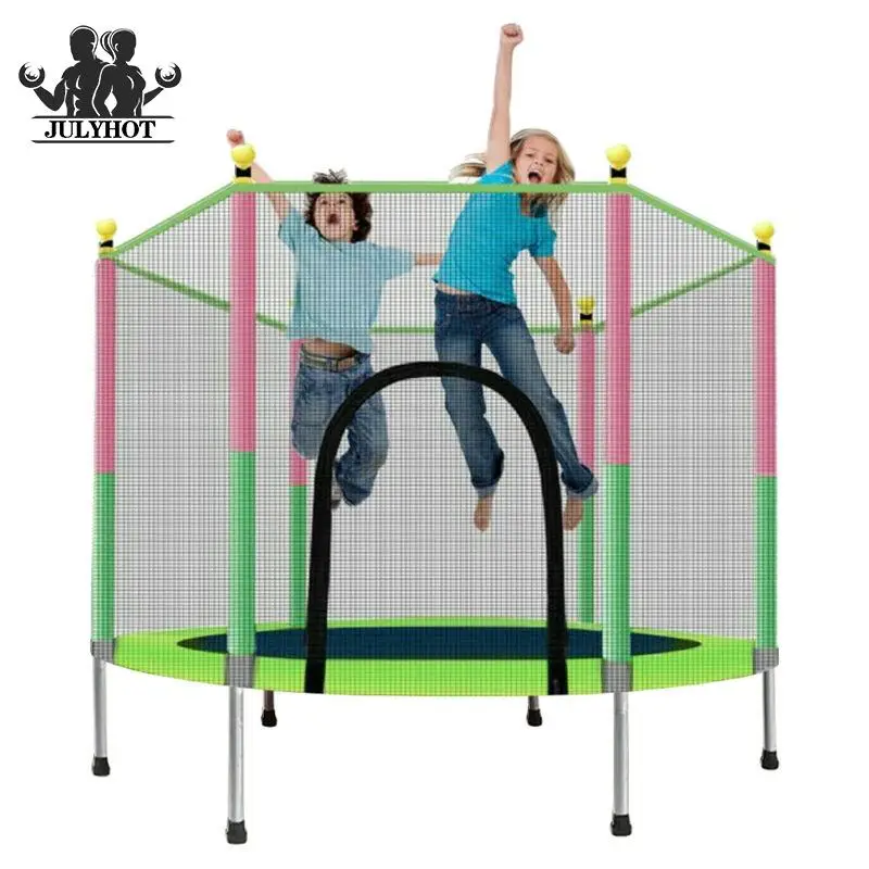 

Indoor Kids Round Trampoline Household Jumping Bounce Bed With Protecting Wire Net Small Bouncing Bed Family Toy