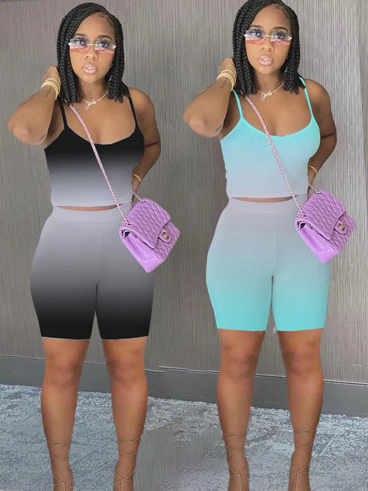 

Gradual change two sets of summer high waist five minute pants halter top sexy slimming home leisure set