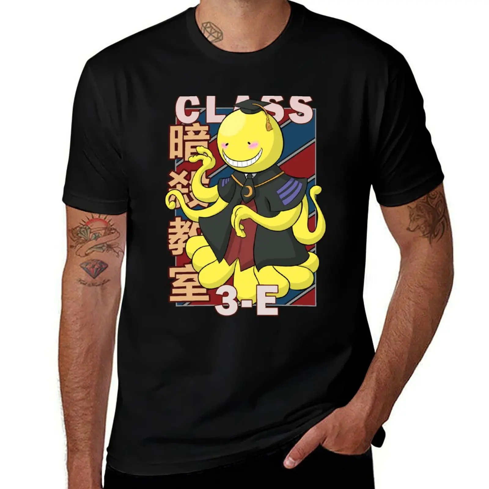 Фото Футболка Koro sensei V2 с винтажным полосатым дизайном, оригинальная футболка с графическим рисунком №1
