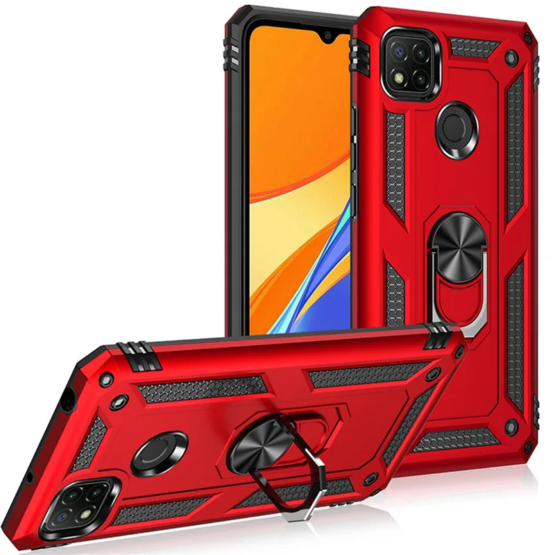 

for Xiaomi Redmi 9C NFC 9 9A Note9 Note 10 Pro 9Pro Redmi9c Redmi9 Case Shockproof Shell Redmi 9C Armor Ring Stand Funda Cover