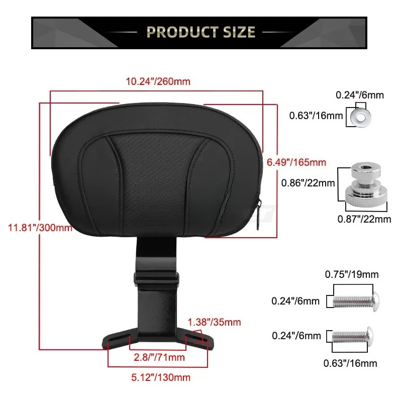 Фото Кожаная подушка-спинка для водителя и пассажира Harley Touring CVO Electra Road Street Glide Road King 09-22 №3