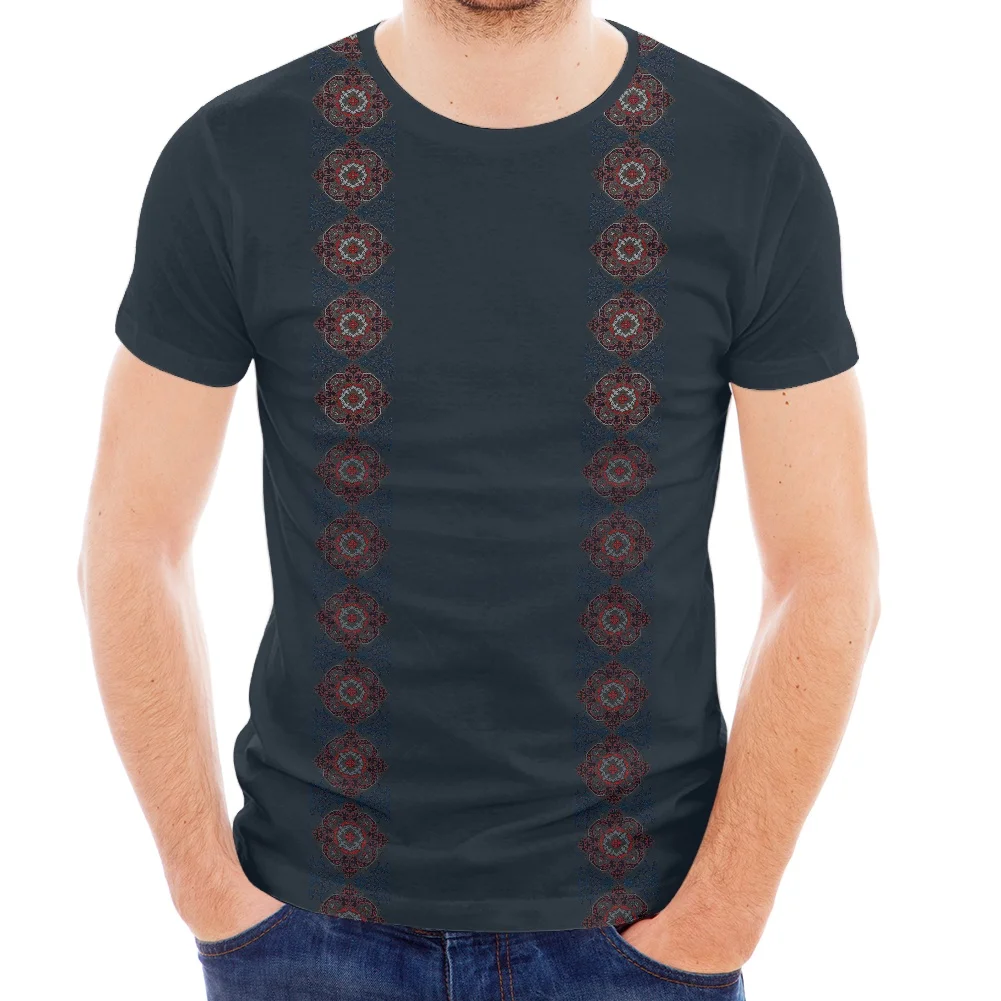 

Wholesale Men Guayabera T Shirt Summer Short Sleeve Casual Clothing Polyester Oversized T Shirts Beach Loose O Neck Top футболка