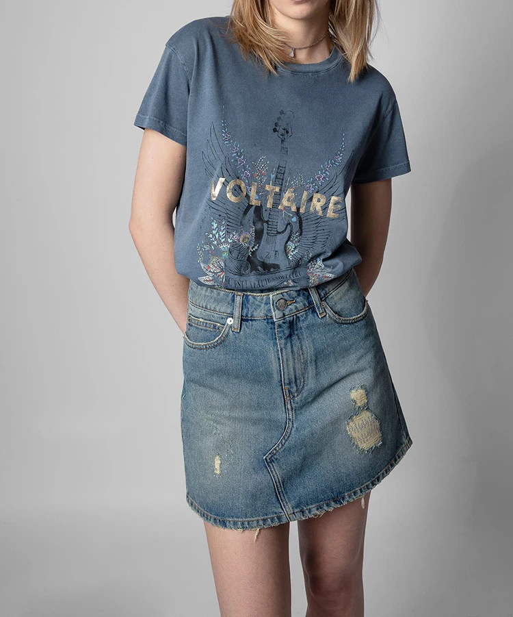 

Women T-shirt Summer New Casual Short-sleeved Guitar Print T-shirt