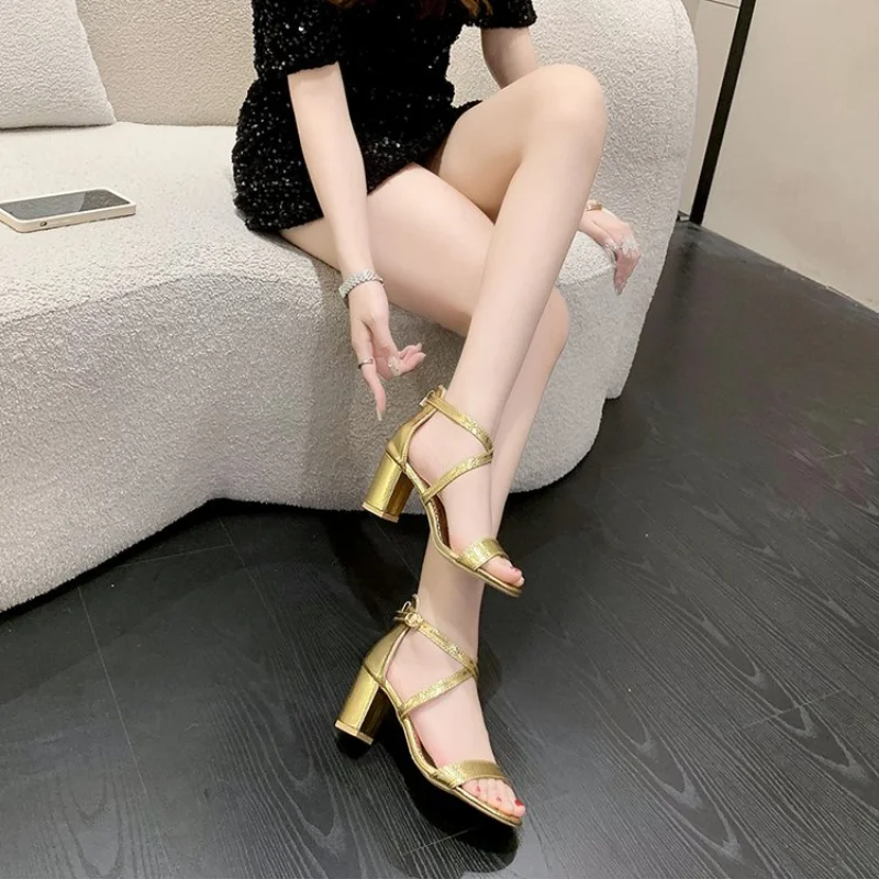 

Summer Design Natural Leather Women's Shoes High Heel Sandals Women's Wedding Shoes Size 35-41