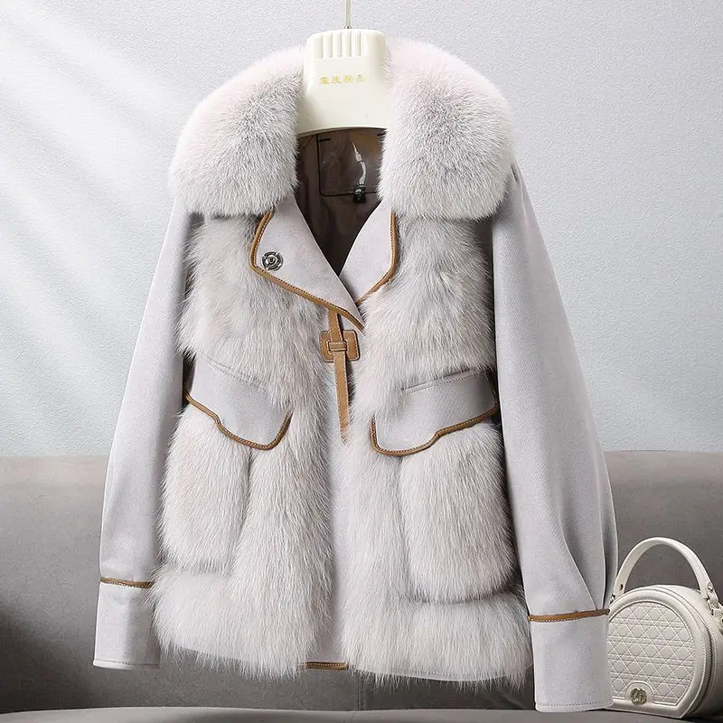 

Fox Fur Coat Winter New Fashion Women Long Faux Fur Coat Female Fuzzy Fur Coat Winter Thick Warm Fluffy Artificial Fur Jacket