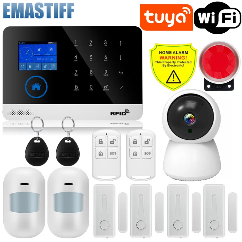 

W2B домашняя система охранной сигнализации Wifi GSM сигнализация внутренняя связь дистанционное управление автоматический набор 433 МГц детекторы IOS Android управление через приложение