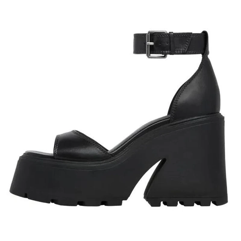 

Black Ladies Ankle Strap High Heels Platform Sandals For Women Summer Chunky Punk Style Shoes