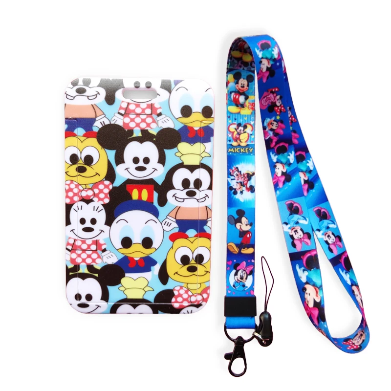 

Disney Mickey Minnie Mouse Doctor Slide Cover Student Card Case Hanging Rope Employee Case Cover Lanyard ID Name Card Holder