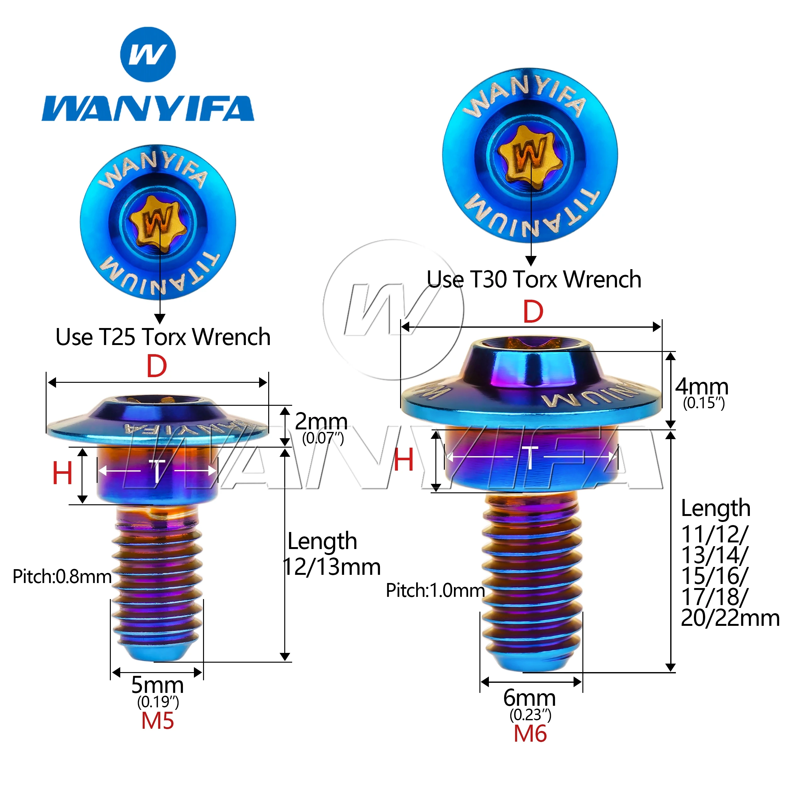 

Титановый болт Wanyifa M5/M6 Torx 1 шт.