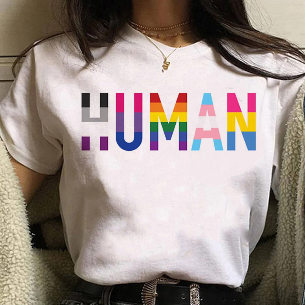

Человеческие различные Queer Flag ЛГБТ Женская забавная футболка Графический Топ для девушек комикс графика y2k одежда