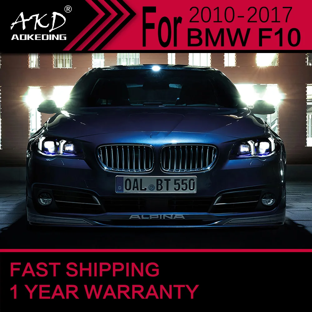 Фото 2 шт. автомобильные фары для BMW F10 F18 светодиодные фары 2010-2017 525I 530I фары Drl указатель поворота дальнего света проектор «ангельские глазки» №1