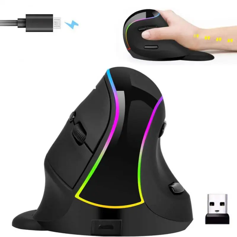 

Vertical Usb Computer Mice 2.4ghz Charging Ergonomic Desktop Mouse Rgb Colorful Ergonomic Desktop Upright Mouse Wireless Mouse