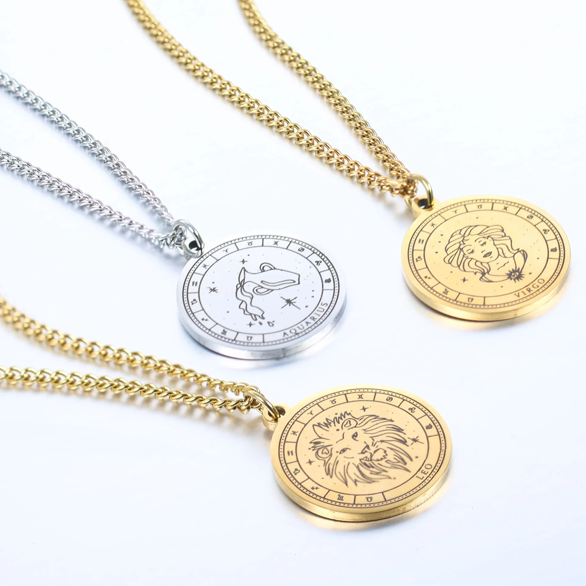 Подвеска созвездия из нержавеющей стали круглого бренда для женщин простое