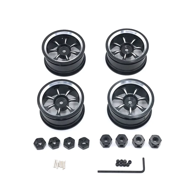 

WLtoys WPL MN Model LC 1/18 1/16 1/14 1/12 RC Car, Universal Metal Upgrade Wheels (With Two Kinds of Couplers), A Set of 4 Pcs