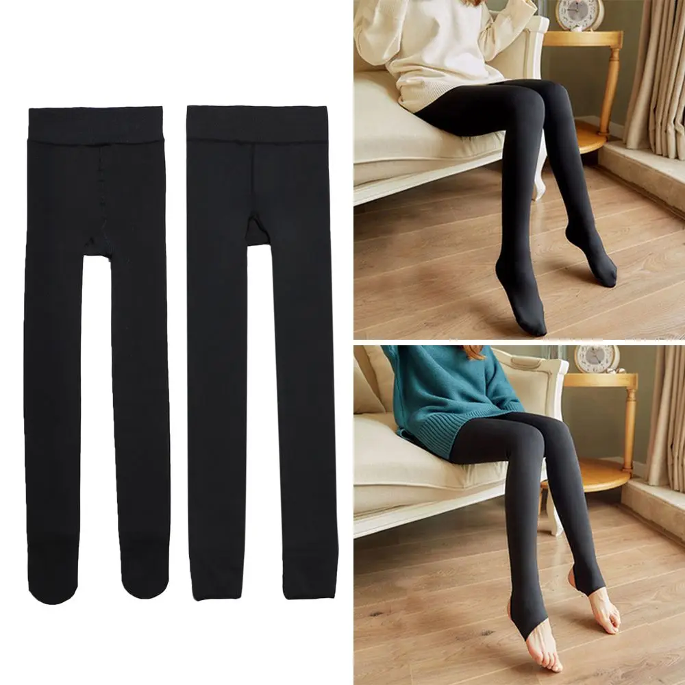 

Зимние женские теплые леггинсы с высокой талией, Суперэластичные леггинсы, однотонные плотные бархатные облегающие Термолеггинсы для деву...