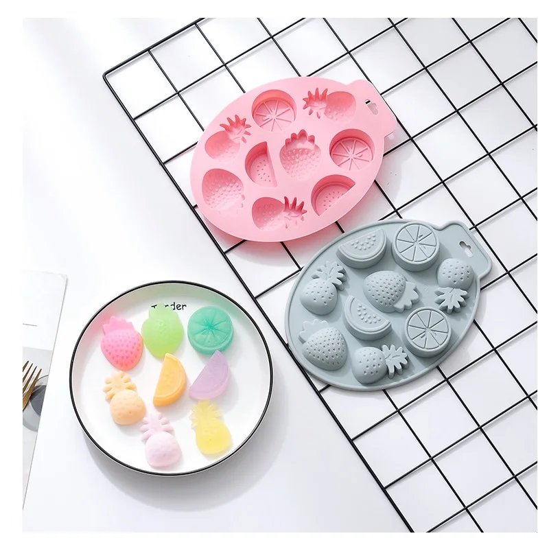 Summer Fruit Shape Biscuit Ice Cream Popsicle Mold Chocolate Candy Mold Silicone Ice Cube Tray For Hot Summer Drinks Juice