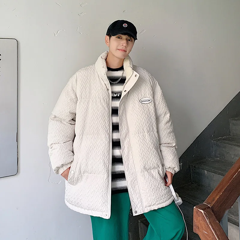 Men's autumn and winter cotton clothes Lamb's Fleece Jacket Fashion loose and versatile padded warm winter cotton Jacket Parkas