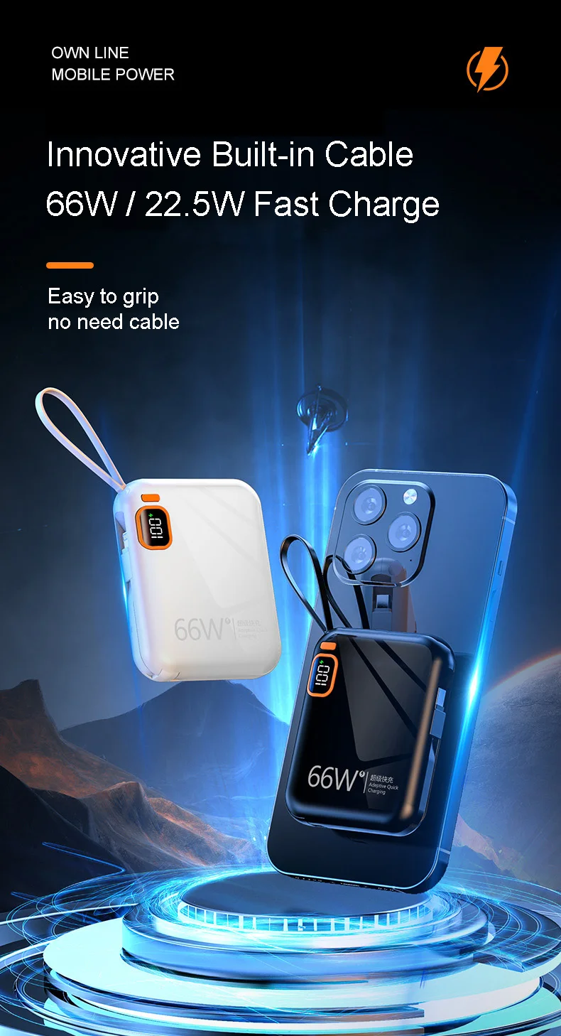 Супер Мини Портативный внешний аккумулятор 15000 мАч быстрое зарядное устройство 66