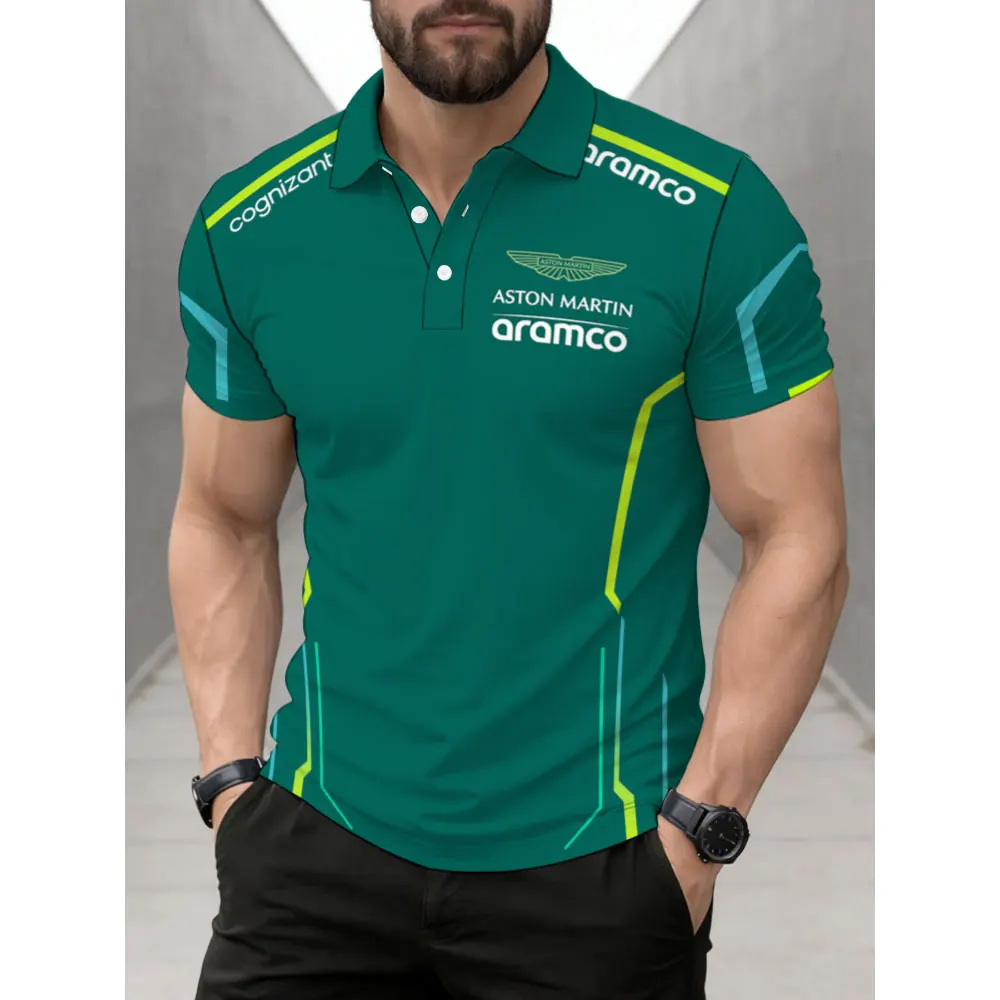 Мужская рубашка-поло Aston Martin Racing Team, летняя мужская футболка-поло с короткими рукавами, новинка 2026 года, модная одежда, футболки, топы (art.: 3920d952ef753) - 3920d952ef753