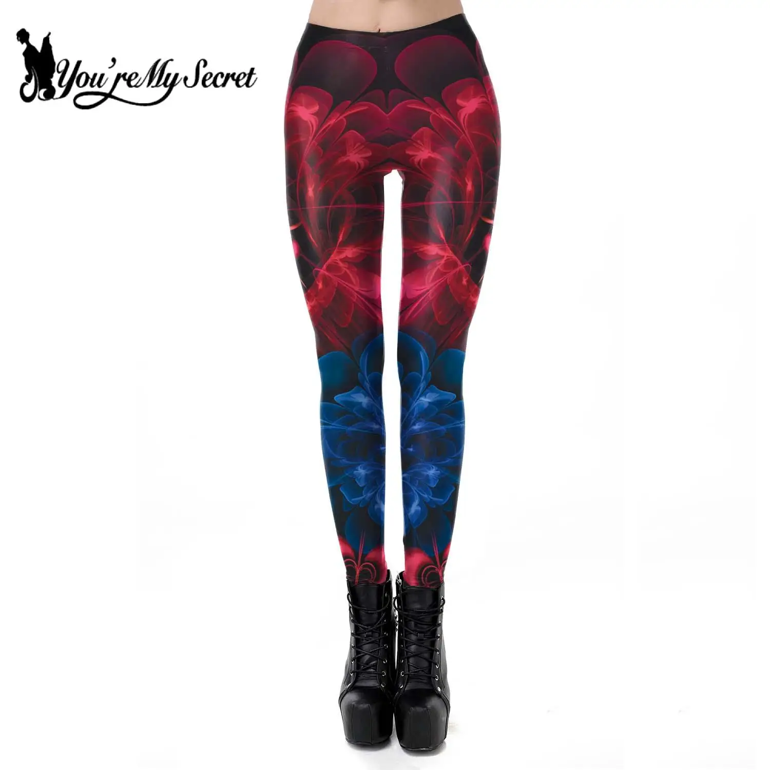 

[You're My Secret] Cartoon 3D Printed Women Leggings Mid Waist Female Slim Leggins Fitness Sexy Legins Seamless Punk Trousers