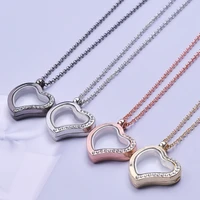 half crystal heart charm necklace for women men pendant openable locket chain on the neck necklaces choker vintage jewelry photo
