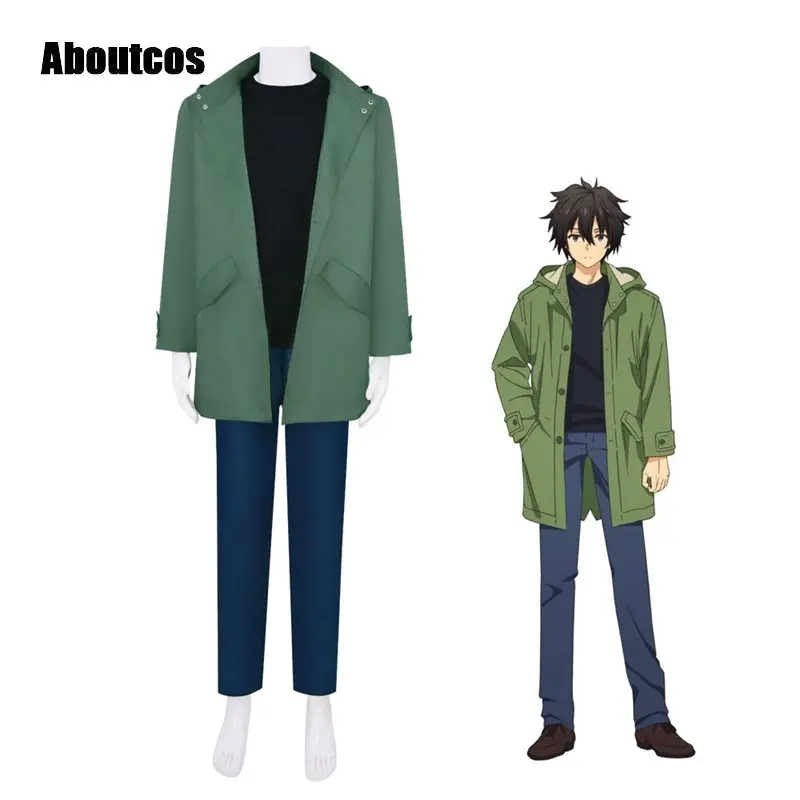 

Aboutcos Cosplay Anime Engage Kiss Cosplay Costume Man Jacket Pants Green Trench Carnival Halloween Set