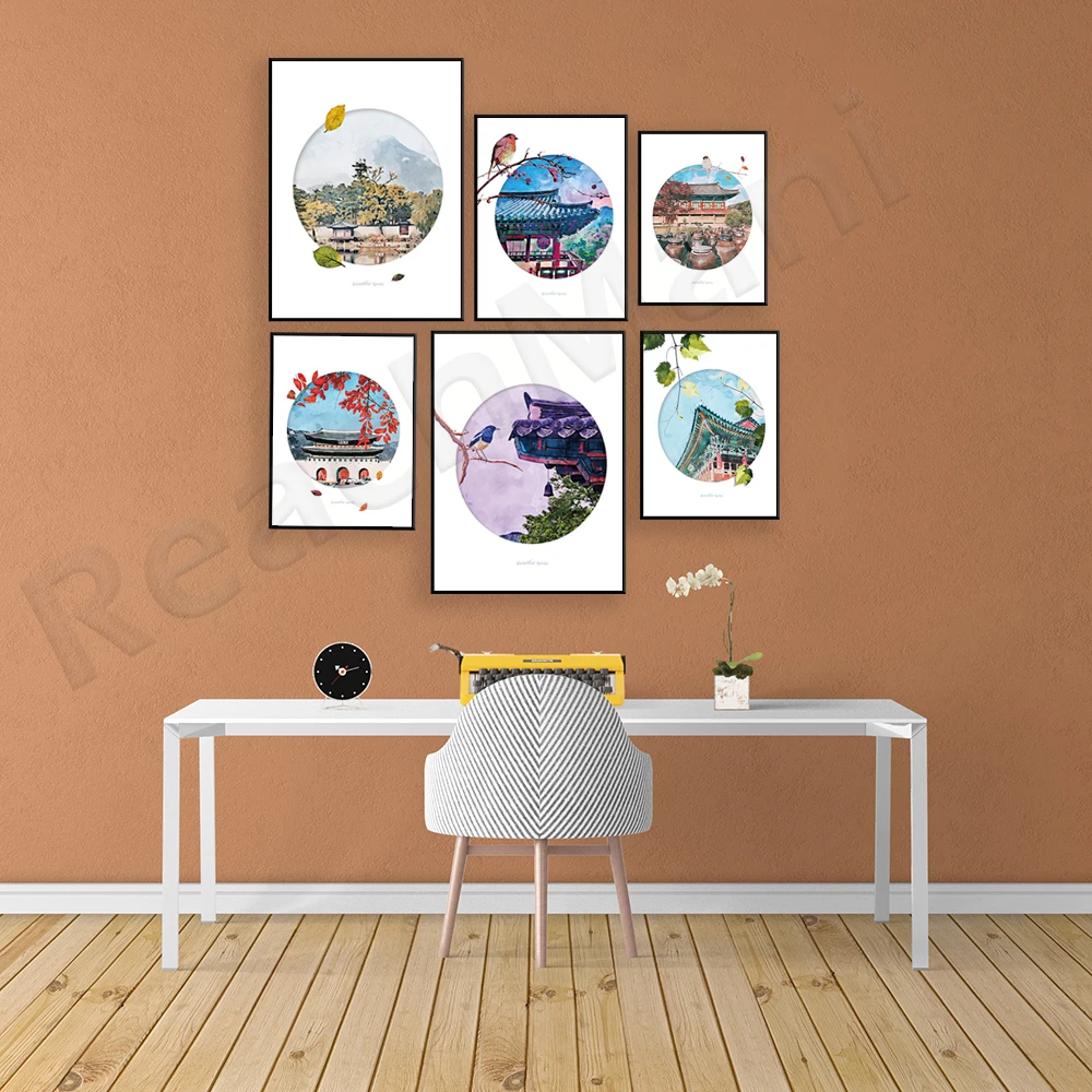 Корейский постер Корейская живопись корейское путешествие Сеул акварельный для