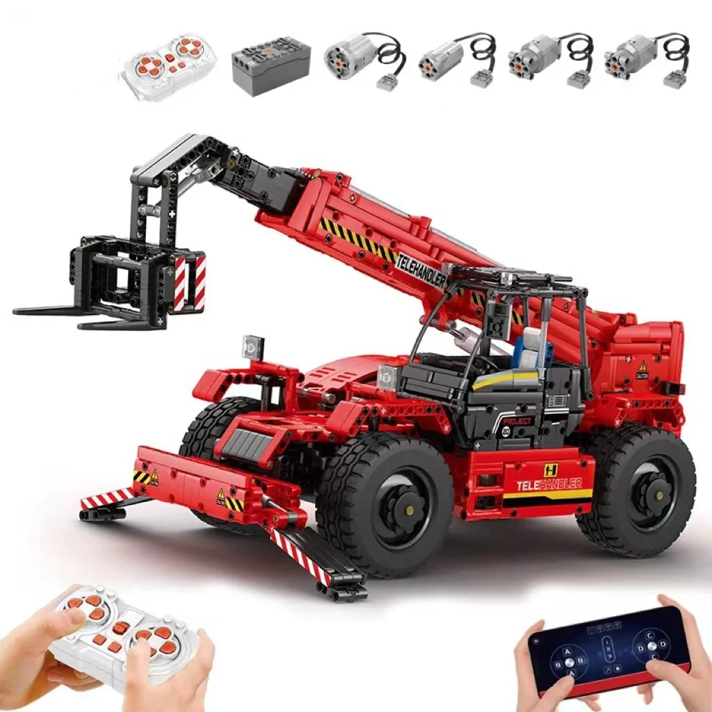 

Technical Telescopic Arm Forklift Lifting Crane Engineering Car 22020 Moc High Tech Brick Building Blocks Model Kids Toy 2260pcs