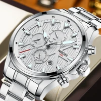 nibosi mens watches top brand luxury sports leather watch for man waterproof chronograph wristwatch male clock relogio masculino