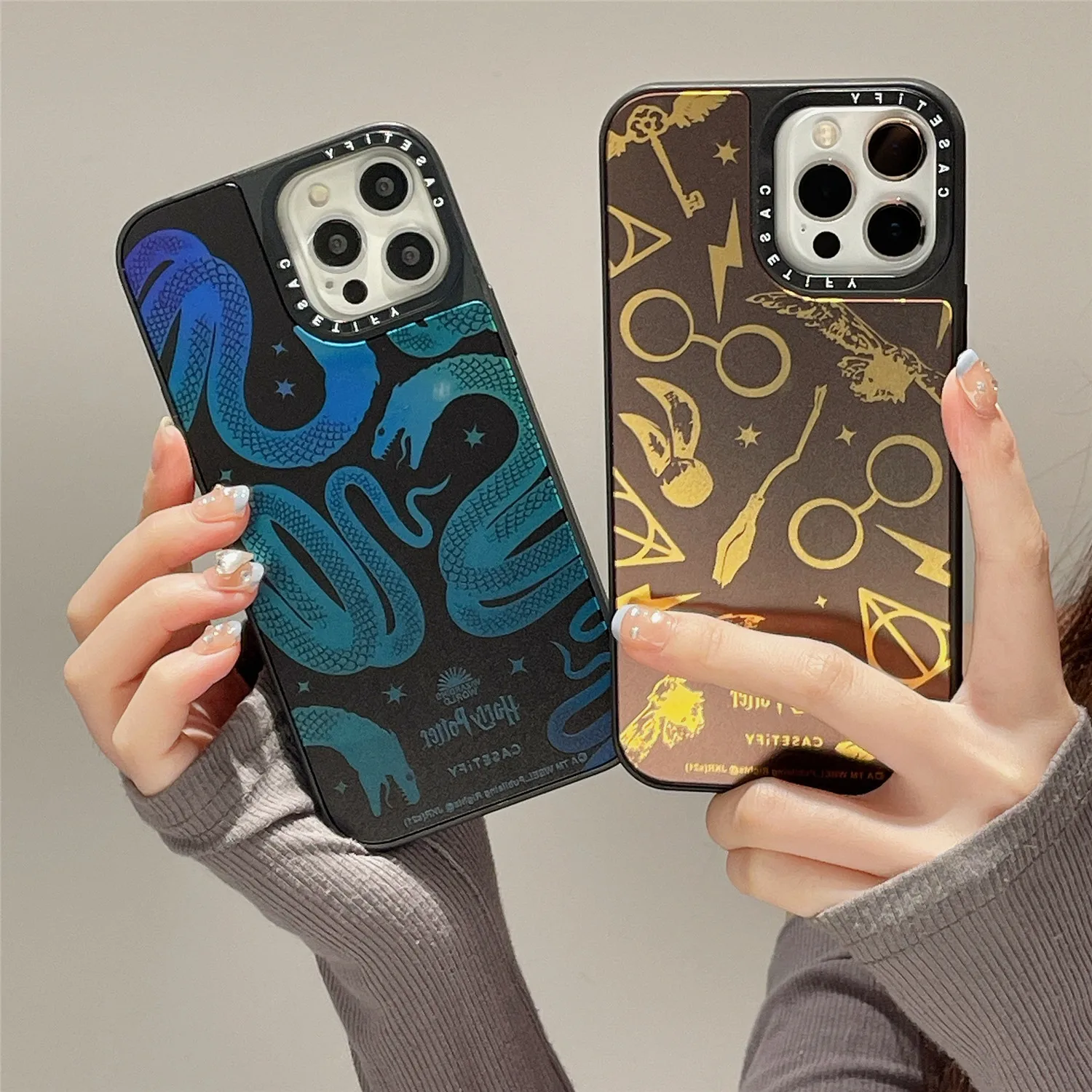 

CASETIFY Harries Potters Green Snakes Phone Case for Iphone 11 12 13 14 Pro Max Plus SE 2020 Anti-shatter Fashion Cartoon Mirror