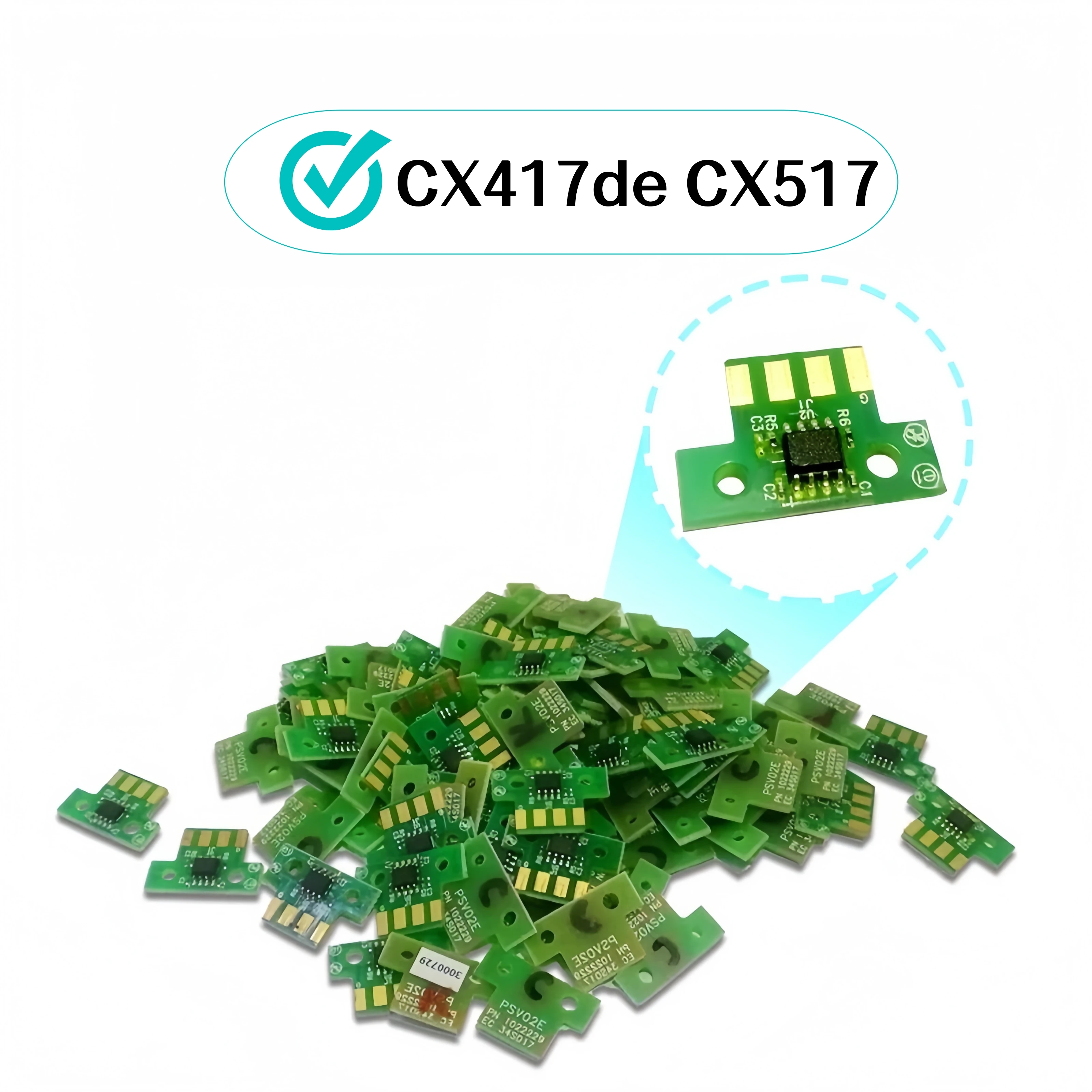 Фото 1 компл. чип CX417de CX517 EUR для принтера Lexmark CS317 CS317dn CS417 CS417dn CS517 CX317 CX317dn чип картриджа с тонером №1