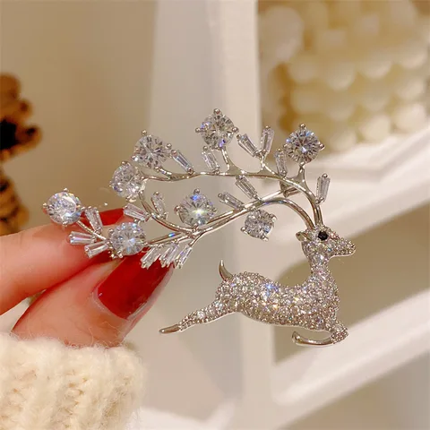 SKEDS, женские и мужские элегантные изысканные значки с кристаллами оленя, классические блестящие бутиковые рождественские броши с животными, корсажи