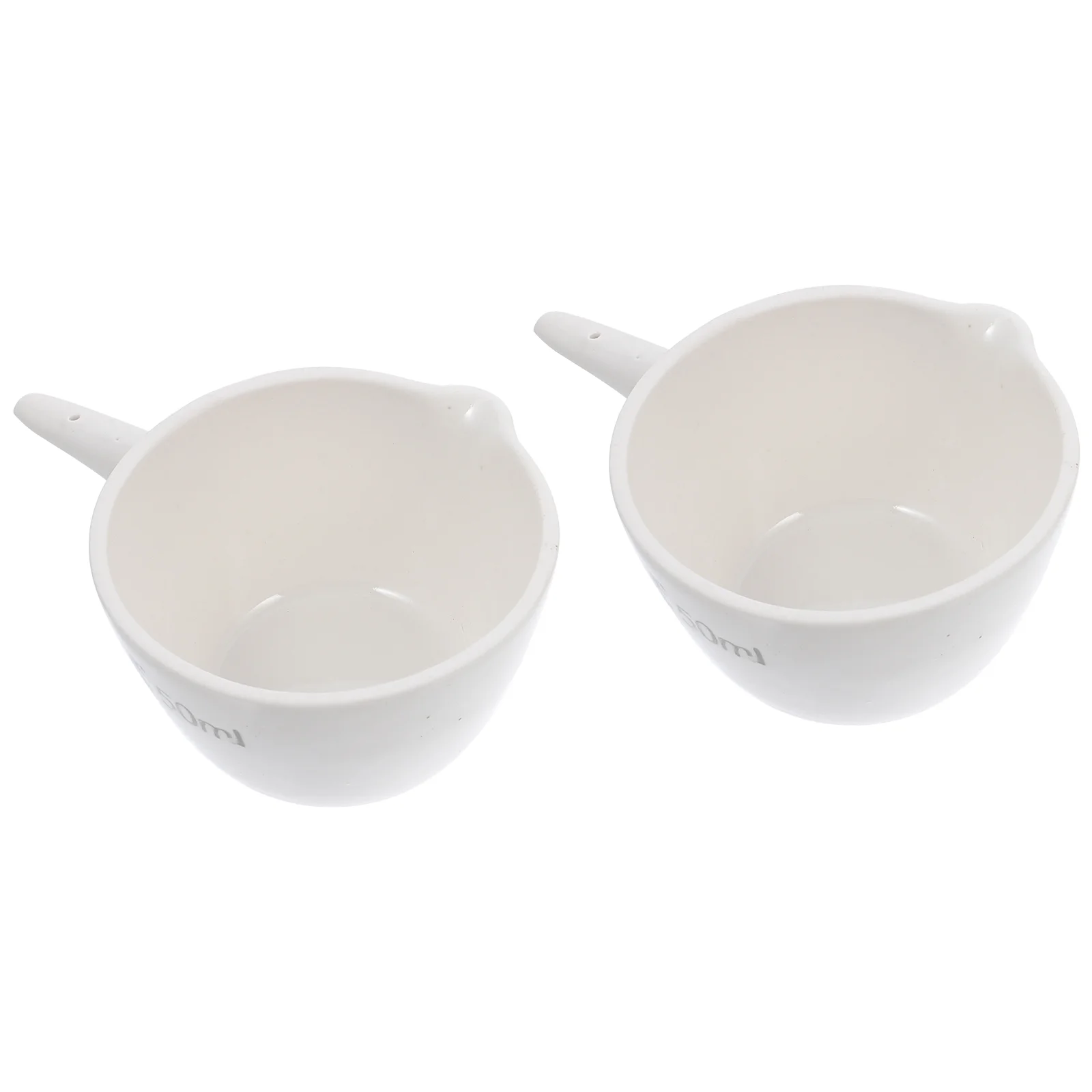 

2 Pcs Round Flat Bottom Evaporating Dish Mixing Bowls Glass Labs Basin Ceramics Handle