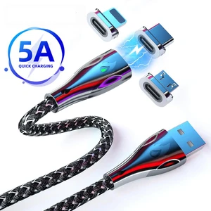 zinc alloy type c magnetic cable micro usb magnet phone cable zinc alloy 5a fast charging wire for mobile phone 1m2m free global shipping