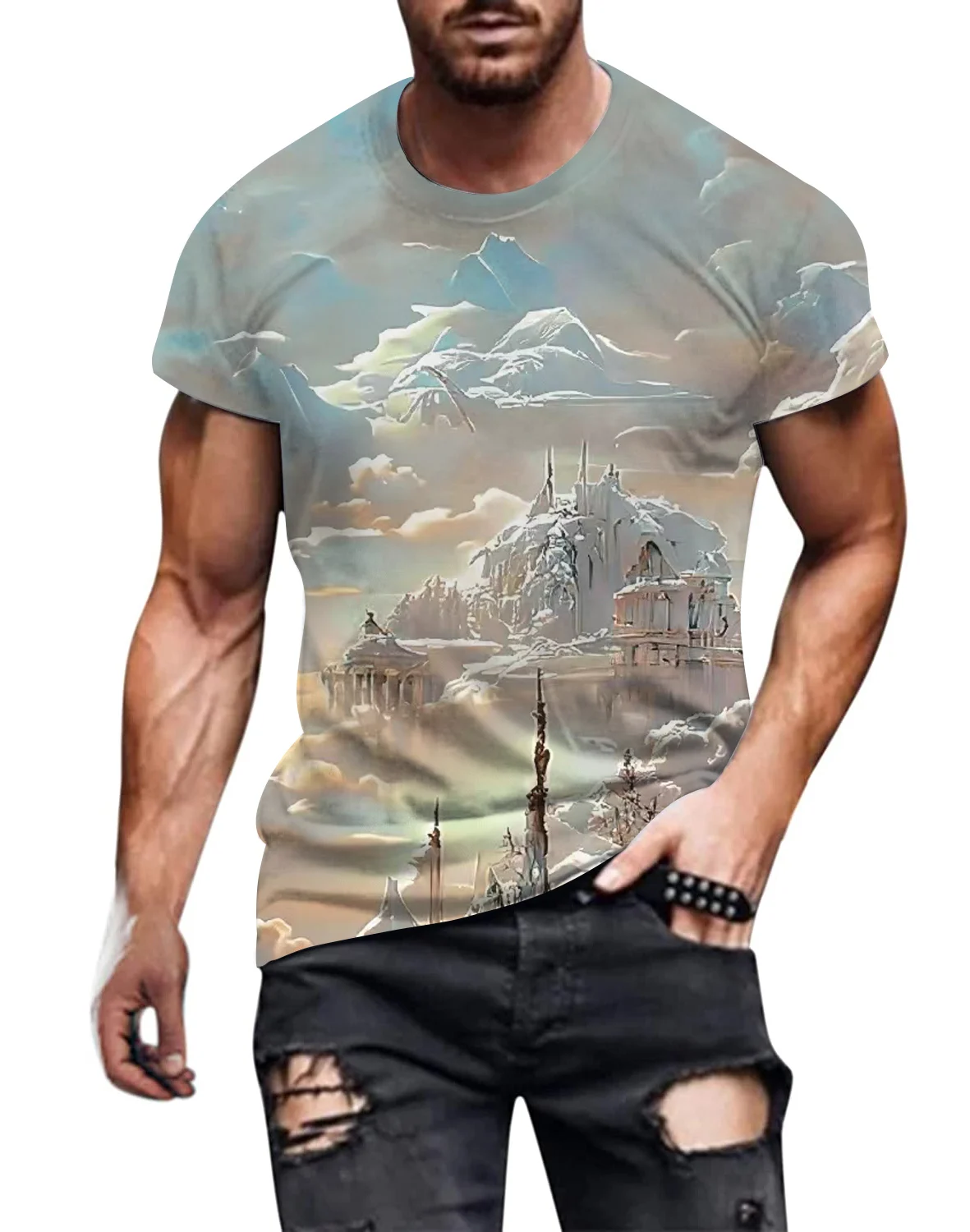 

Красивая Мужская футболка с 3D рисунком пейзажа, женская модная футболка, повседневный Топ 2023 для мужчин и женщин