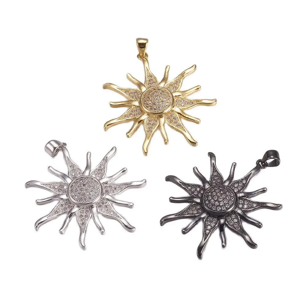 

Pandahall 5Pcs Mixed Color Sun Shape Brass Micro Pave Cubic Zirconia Pendants for Bracelet Earring Necklace Jewelry Making Gift